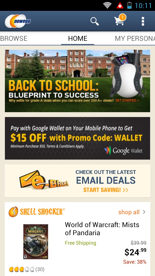 Newegg updates its Android mobile app