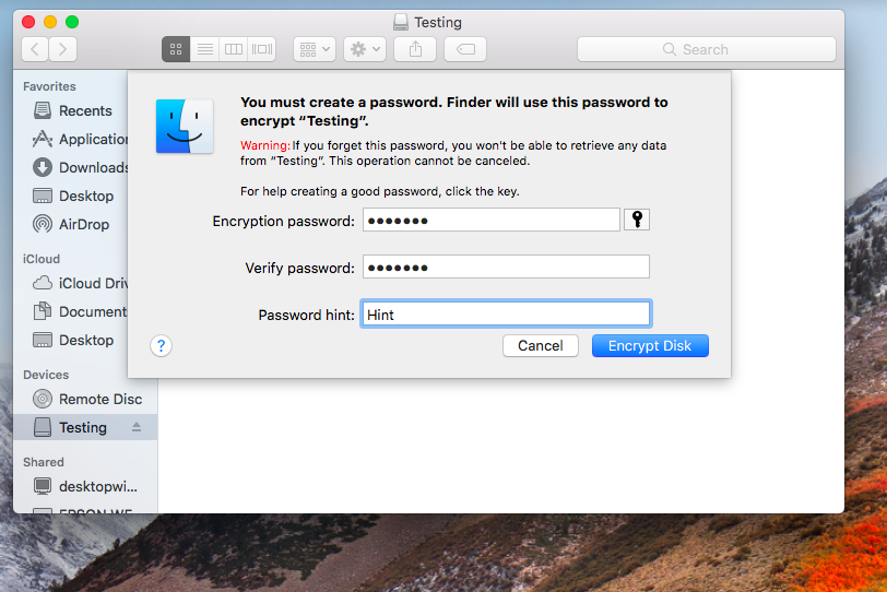 Secure Storage, MacOS Encryption