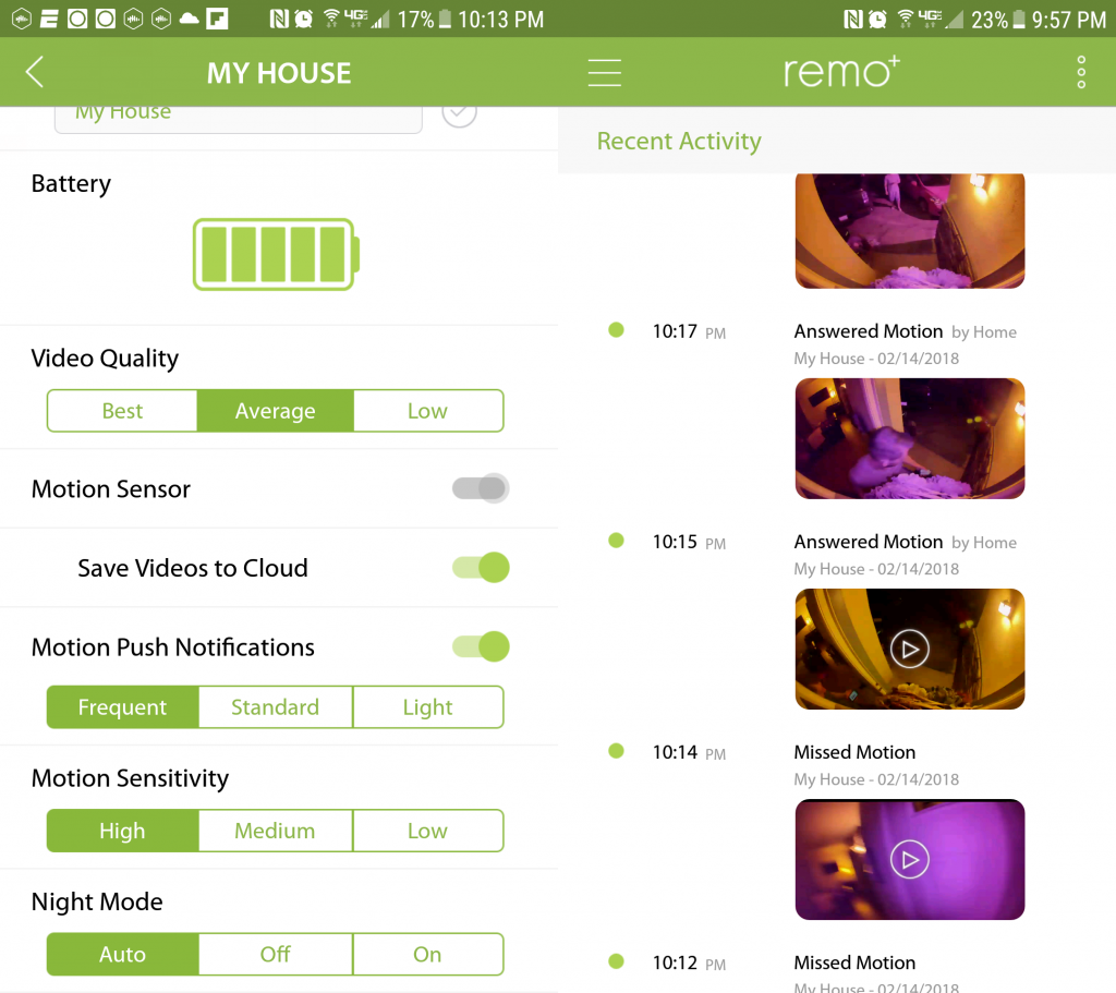 Smart home security, smart cameras, smart security, door cameras. Remo+'s app for the DoorCam is straight forward and easy to navigate, with video clip storage for 30 days.