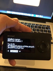 A large screen means that the BC Vault One can display more information than other cryptocurrency wallets, including an entire public key.