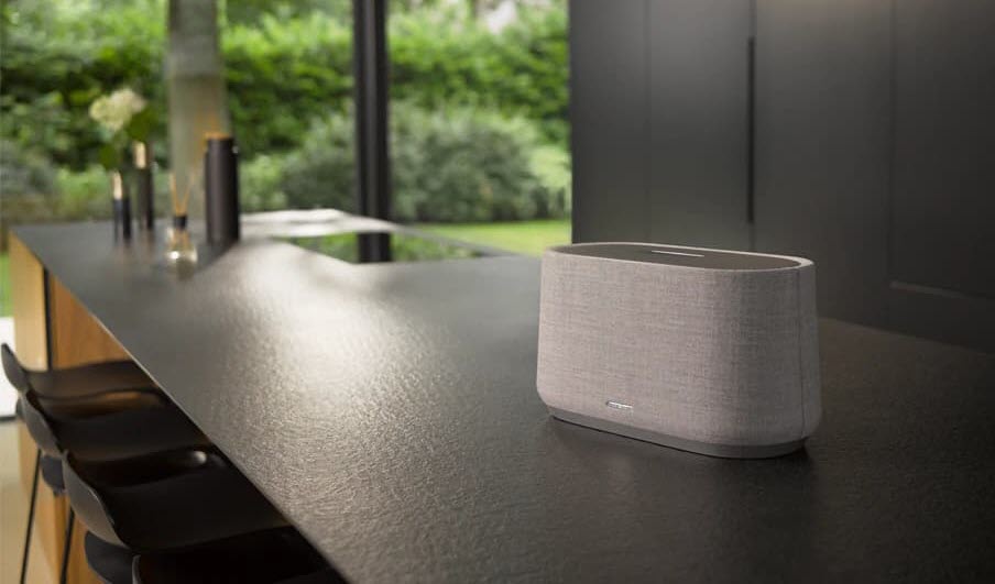 Harman Kardon Citation speakers feature Chromecast built-in for easy integration into a Google Home-controlled wireless home audio system.