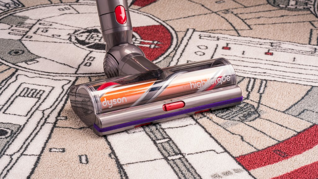 The Torque Driver head included with the Dyson V11 cordless vacuum contains the DLS sensor, which changes the motor speed when switching between hard floors and carpet.