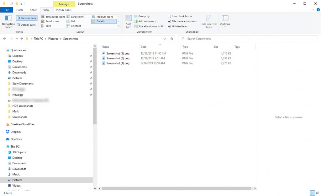 Pictures Screenshots Folder