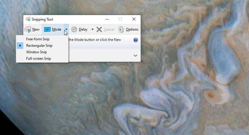 Windows 10 Snipping Tool take a screenshot