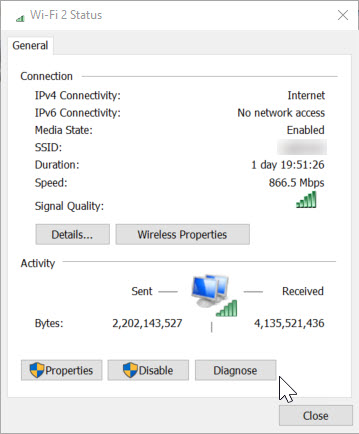Network Connection Status Page