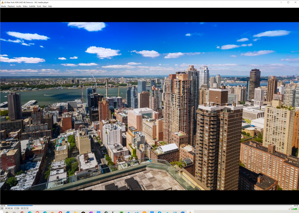 VLC Player playing 4K video media on a Windows 10 PC