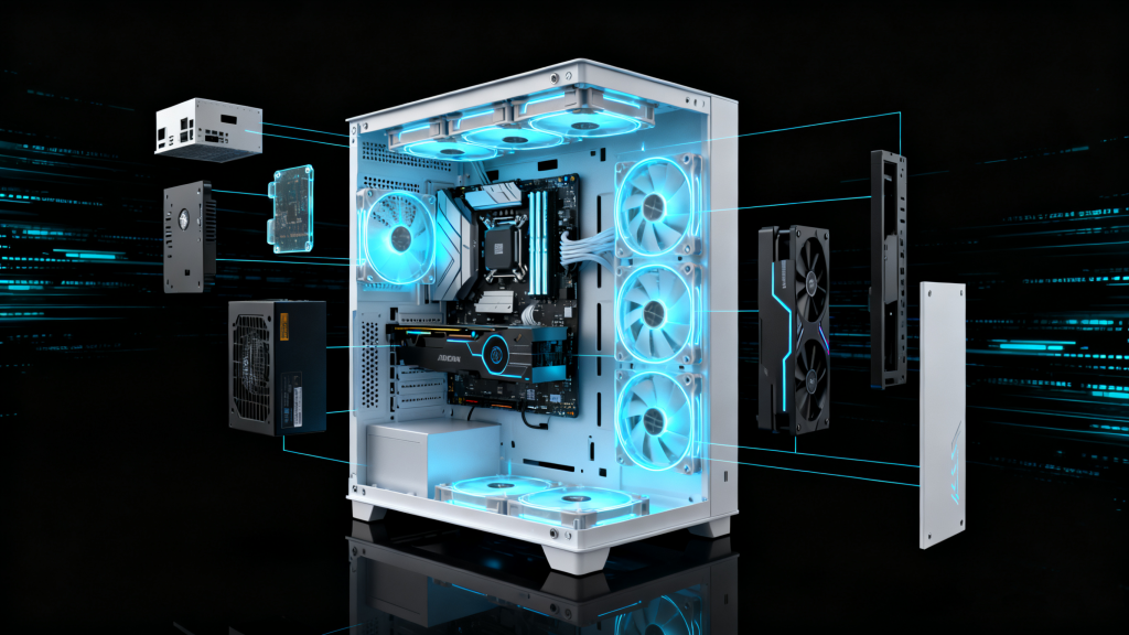 White Computer Case with Components