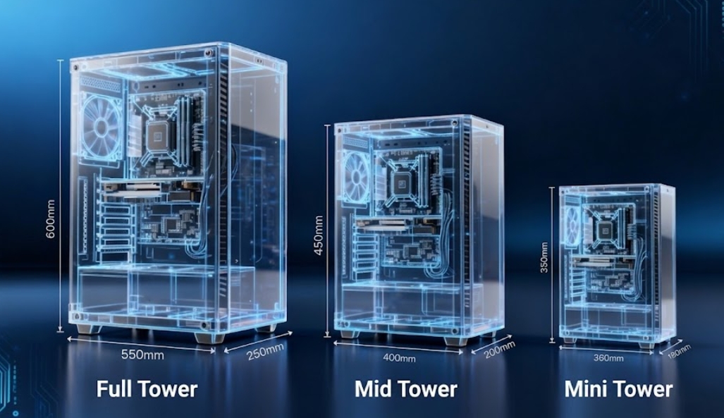 Dimension Diagrams for Three Different Models of Computer Cases
