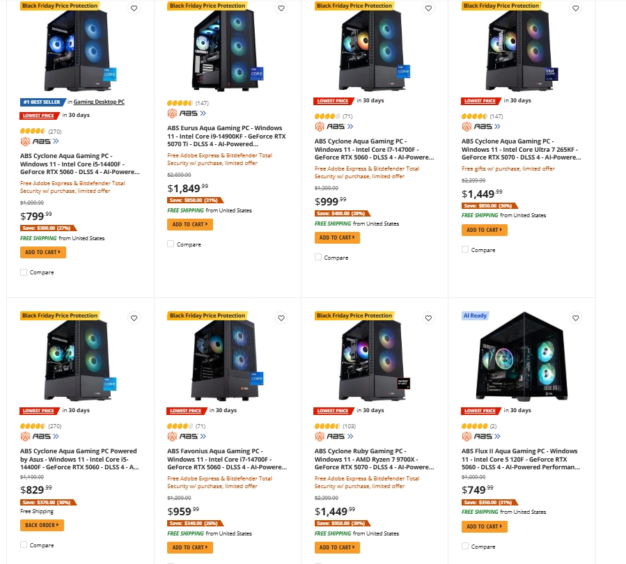 Gaming PC Finder Page ABS Black Friday