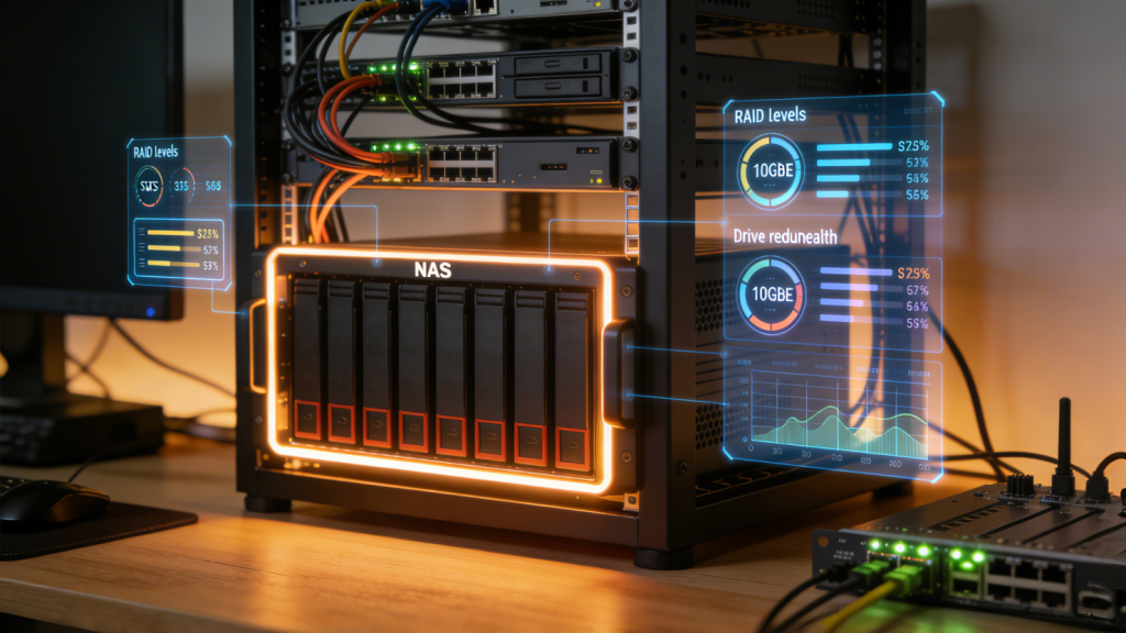 Modern Home Laboratory Showcases Rack-Mounted NAS Devices