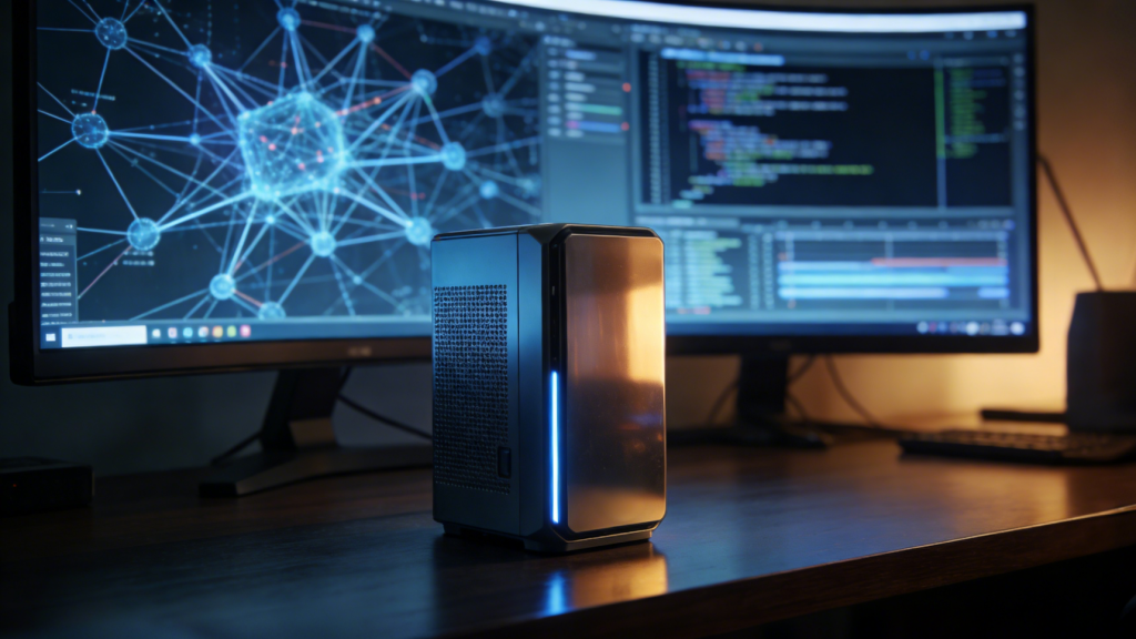 AI workstation in modern high-tech home office