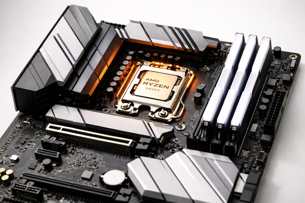 AMD Ryzen 9 9950X motherboard close-up