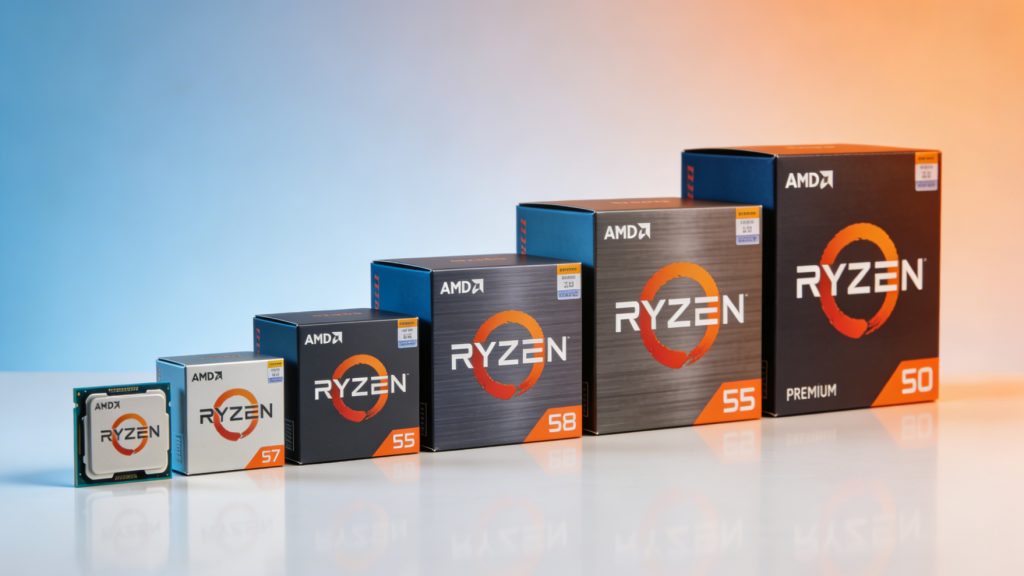 CPU boxed arrangement from entry-level to high-end