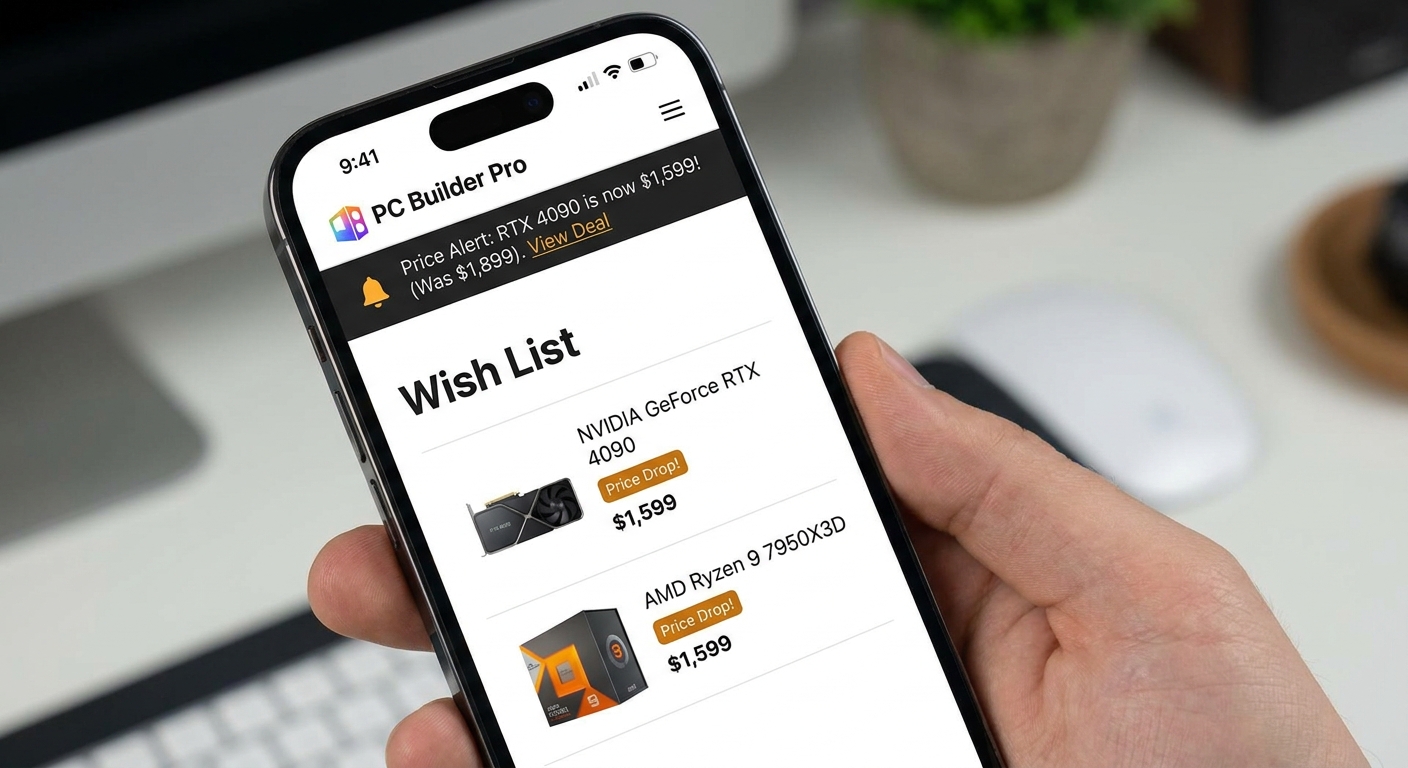 Newegg mobile app price alert and wishlist tools