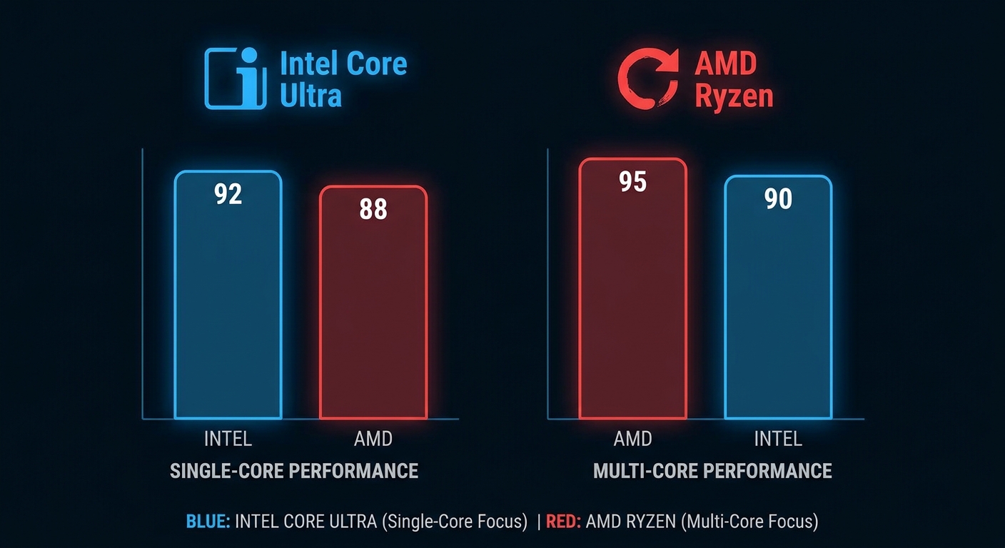 Intel vs AMD CPU performance comparison 2026