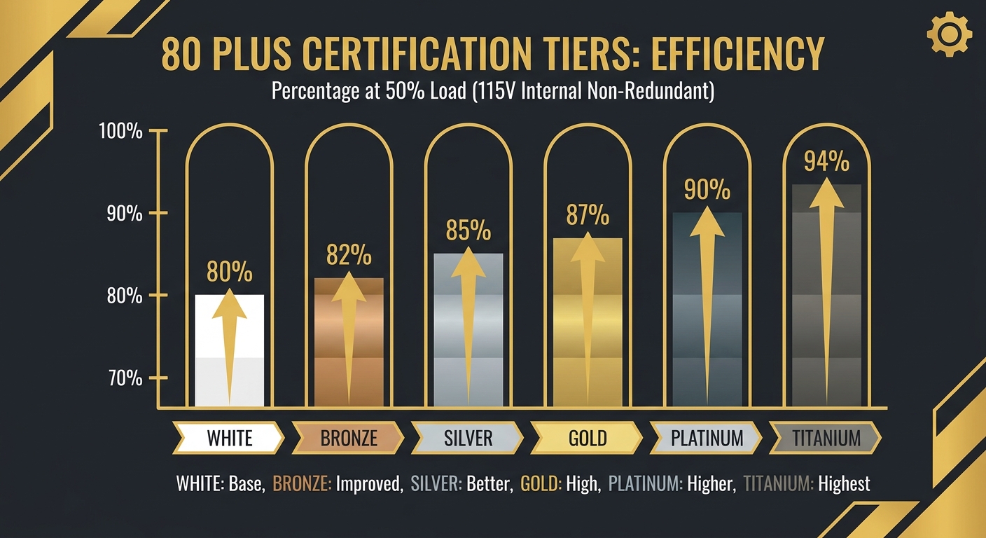 80 Plus PSU efficiency certification tiers comparison
