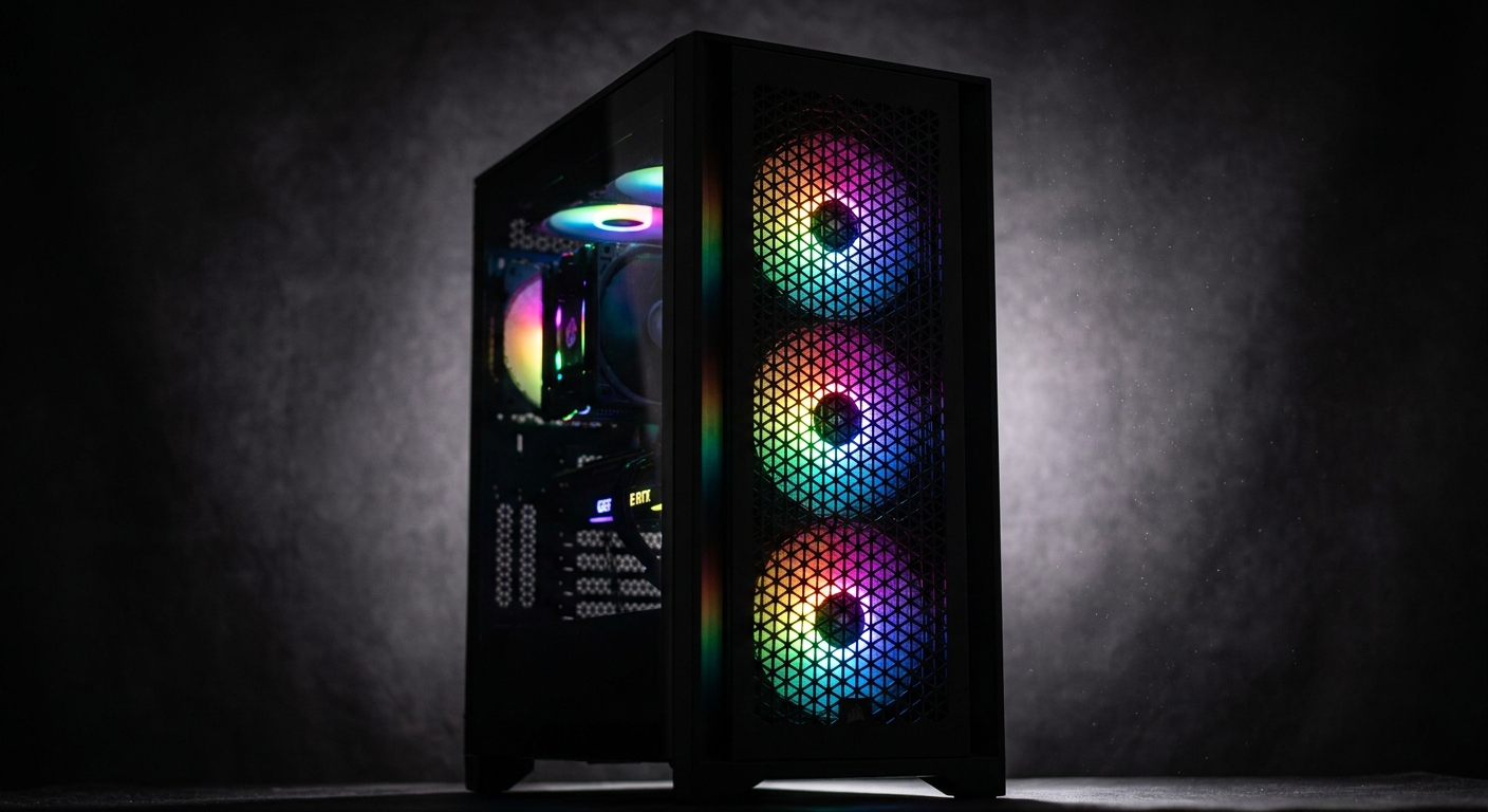 Mesh front PC case with optimal airflow for gaming builds
