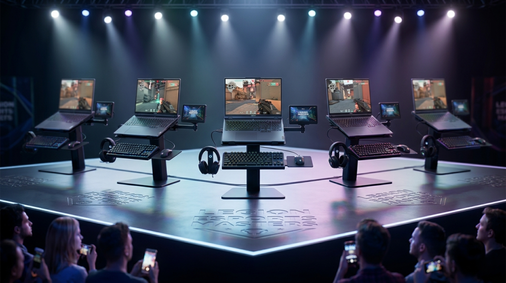 Esports Tournament Environment: Laptop on Stage