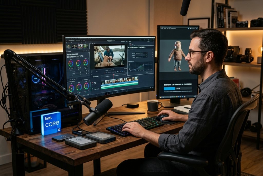 Content Creator AI Workflow Scene