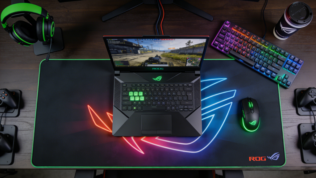 Brand Ecosystem: Full Gaming Setup Overhead Shot