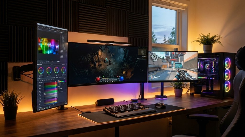 Modern Gaming Setup with Panel Technology Selection