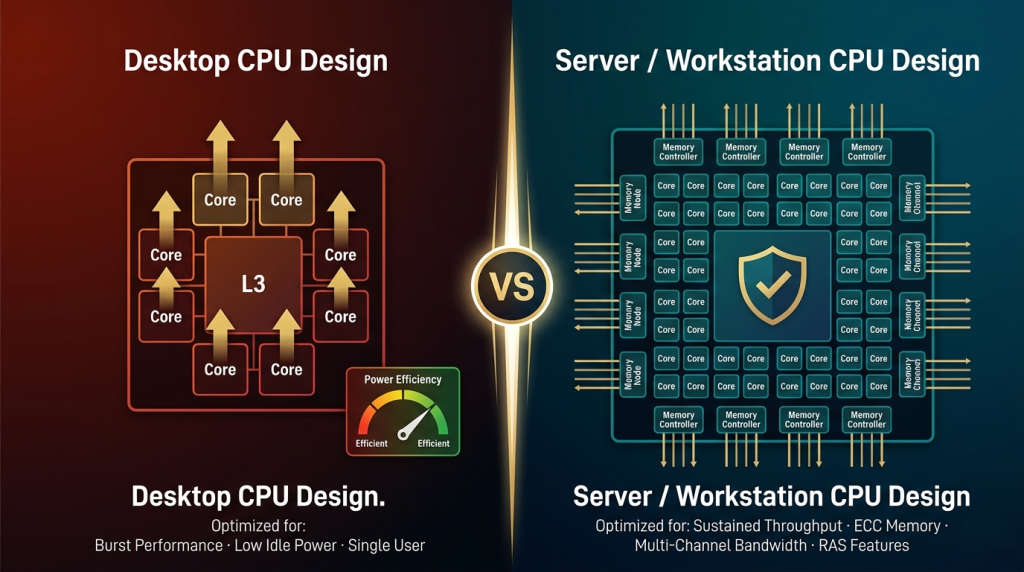 Desktop vs server CPU design split