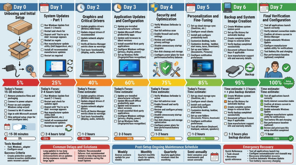 Complete First-Week Setup Timeline and Checklist