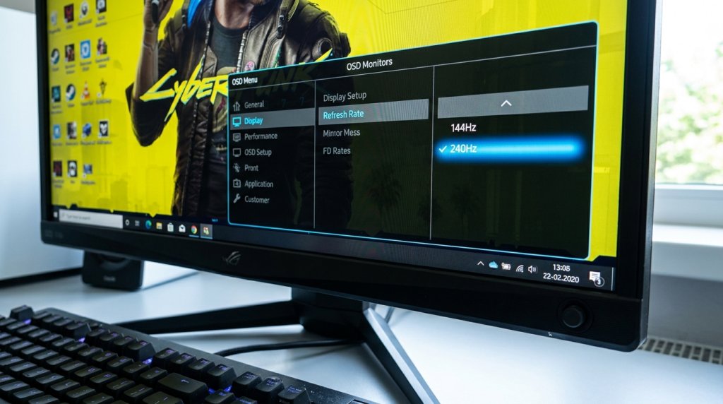 Monitor OSD Refresh Rate Setting Menu
