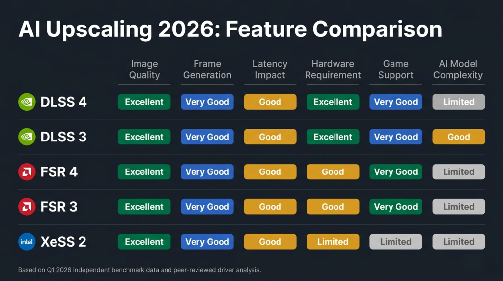 2026 AI upscaling feature matrix