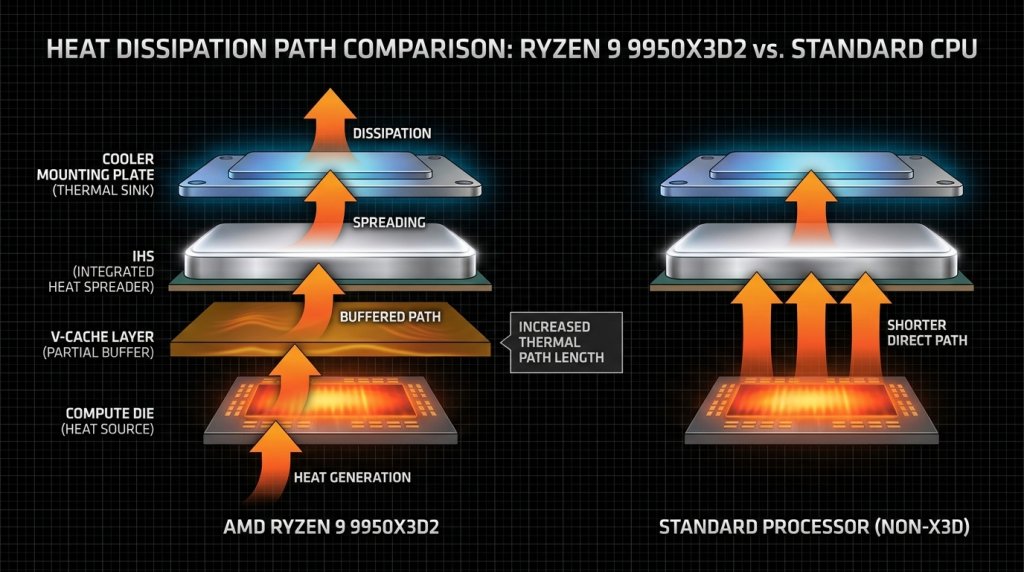 Dual V-Cache Thermal Path Diagram