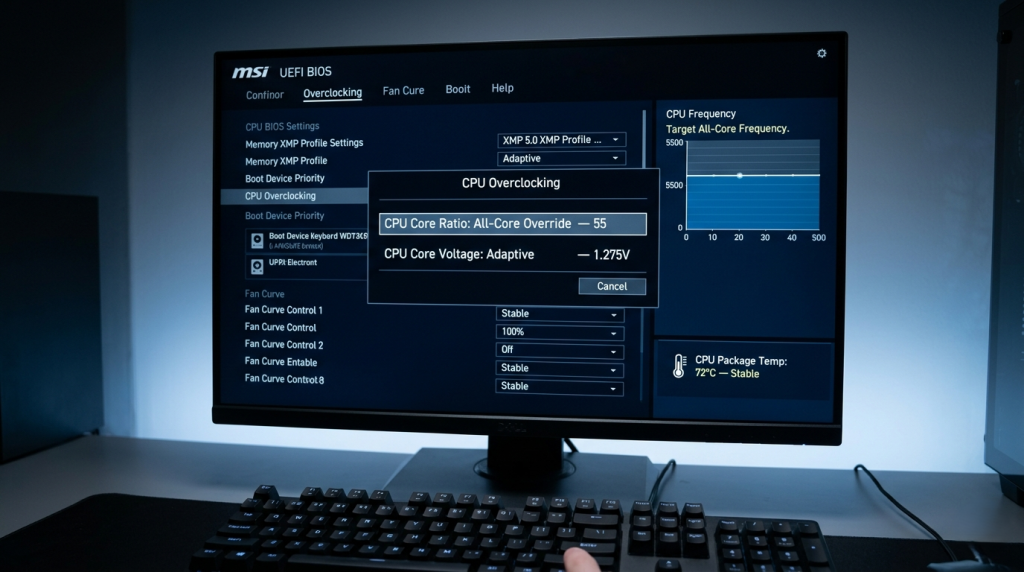 BIOS shows 5.5GHz CPU overclock