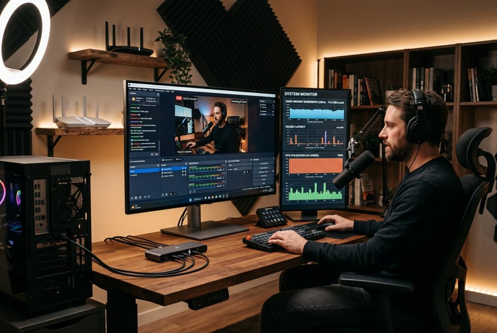 Modern pro streaming studio setup