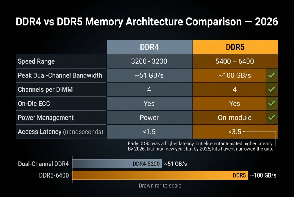 DDR4 vs DDR5 specs chart