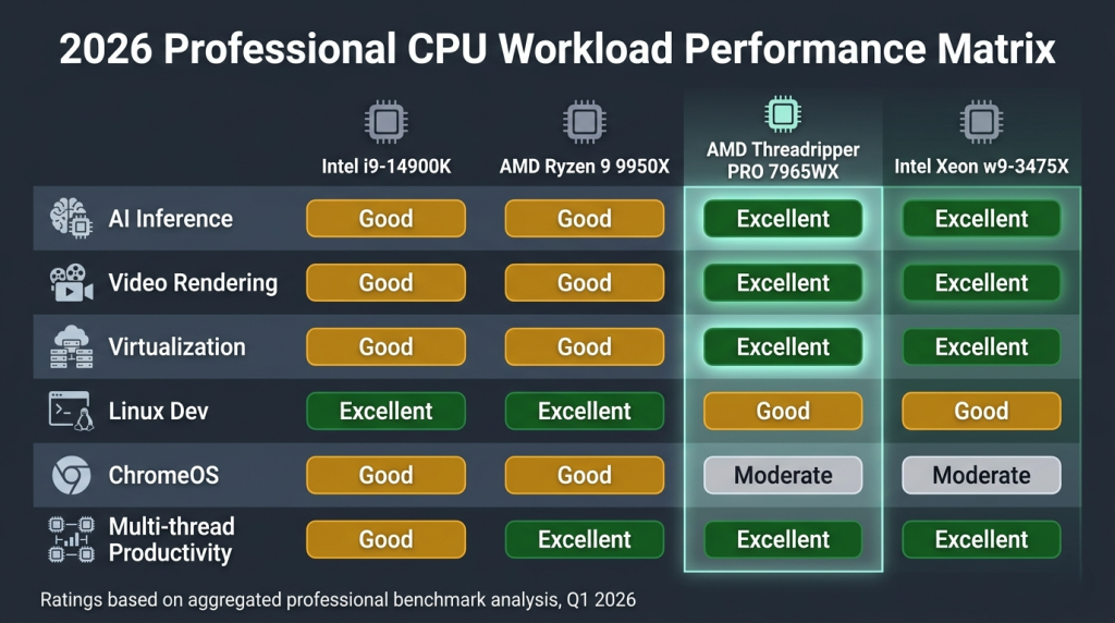 CPU performance matrix infographic.