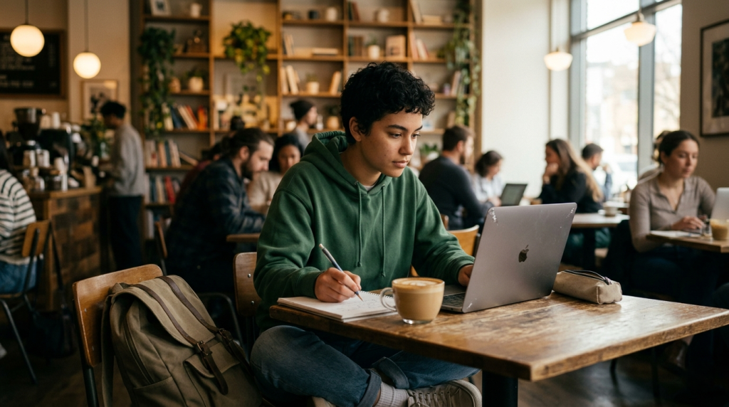 Lifestyle: Student Using Refurbished Laptop