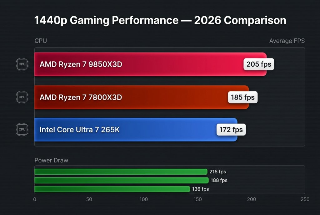 CPU gaming performance bar chart comparison.