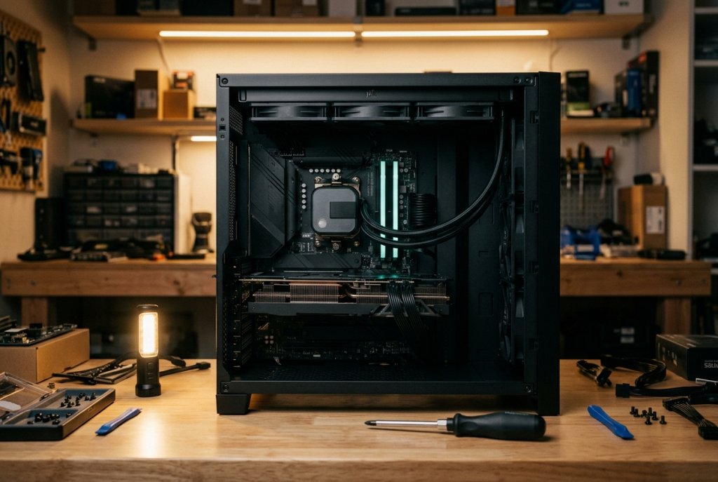 PC motherboard installed in case