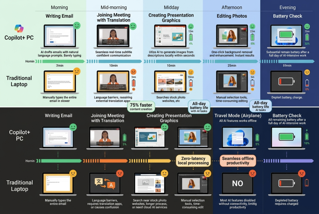 Copilot+ PC vs Traditional Laptop User Experience Journey