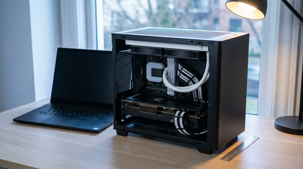 Mini-ITX PC inside a compact cube case