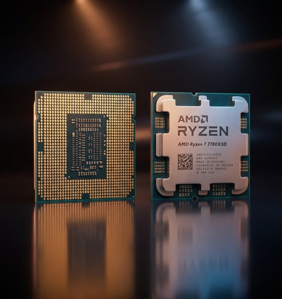 Side-by-side comparison of the 5800X3D and 7700X3D CPUs