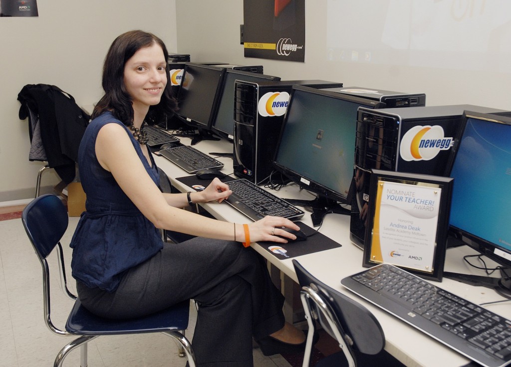 Andrea Deak at her new Computer Andrea Deak at one of the new PCs